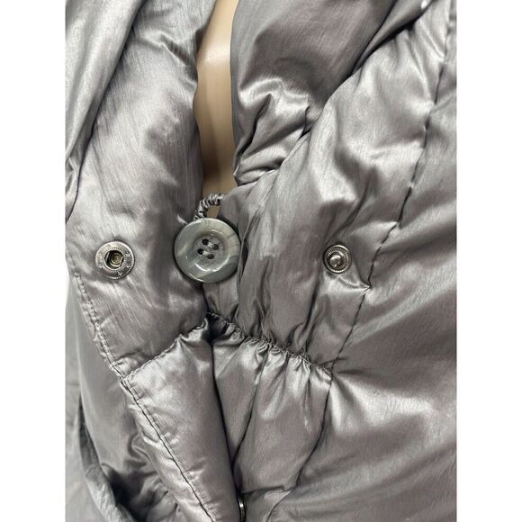 Adrienne Landau Large‎ Anorak Coat Gray Fox Fur Trim Hooded Belted Puffer Jacket - Picture 8 of 12